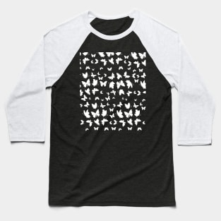 Butterfly Pattern - Black And White Outline Baseball T-Shirt